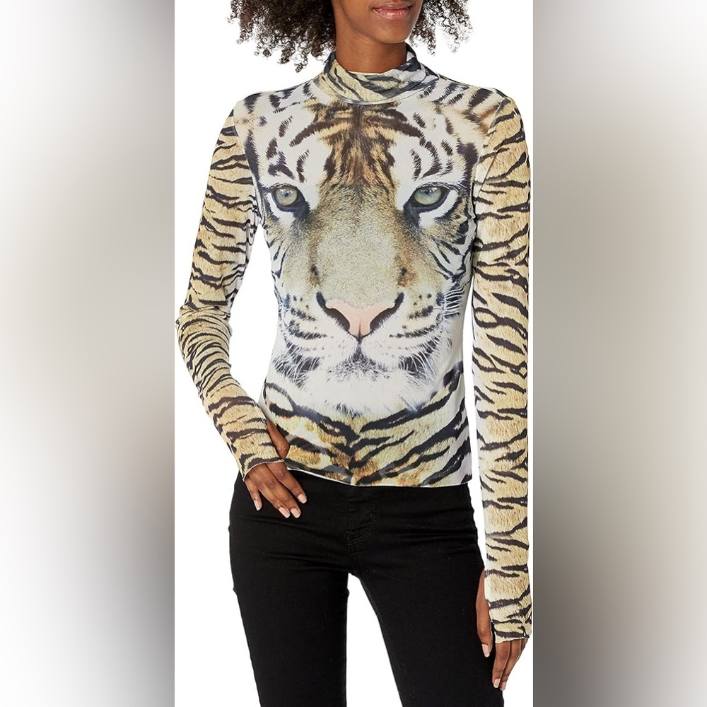 AFRM Women's Zadie Sheer Turtleneck Pullover with Thumb Holes